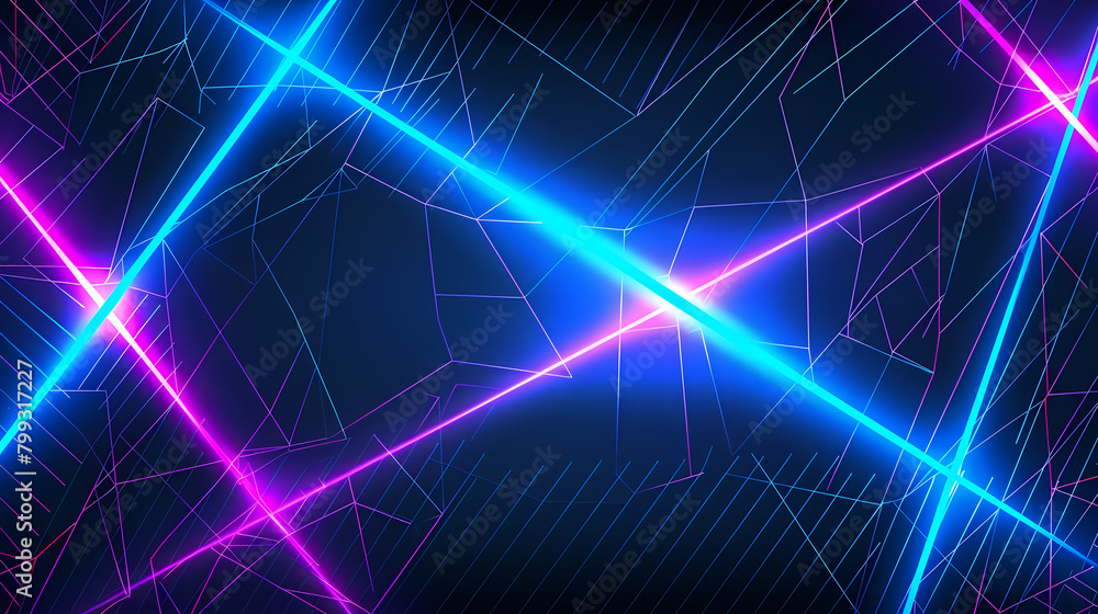 Vibrant Blue Lights With Abstract Geometric Lines