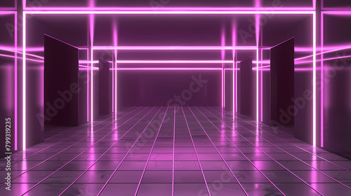 Neon-Lit Corridor With Purple Glow