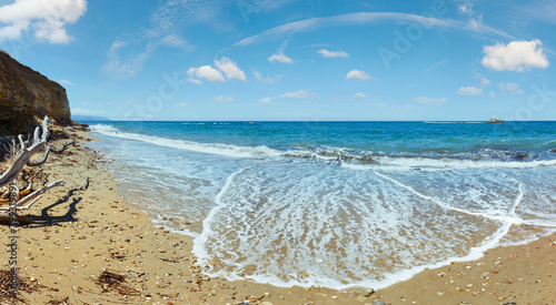 Sea summer view from beach (Greece,  Lefkada, Ionian Sea). Panorama.