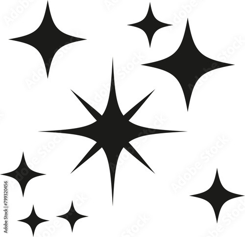 Assorted black star shapes