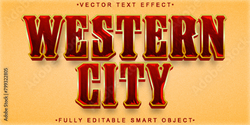 Western City Vector Fully Editable Smart Object Text Effect