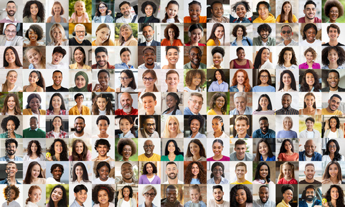 Bild auf Leinwand Seamless pattern of people headshots for design