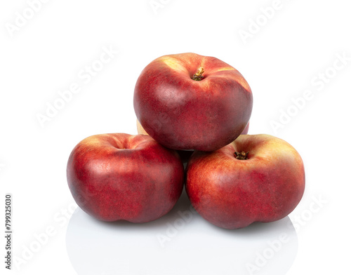 Set of fresh four whole plum fruit isolated on white background. clipping path included.