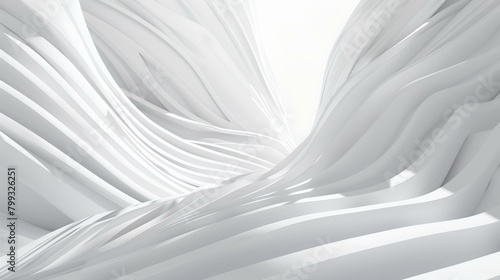Abstract white background with curved lines. 3d rendering, 3d illustration.