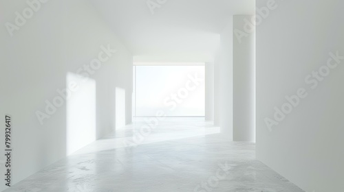 White empty room with white walls and floor. 3d rendering.