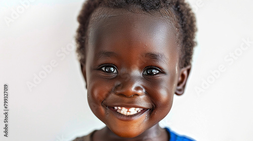 beautiful child on neutral background smiling