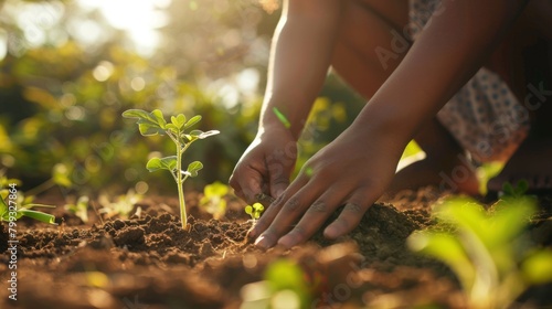 Hands Planting a Young Seedling
