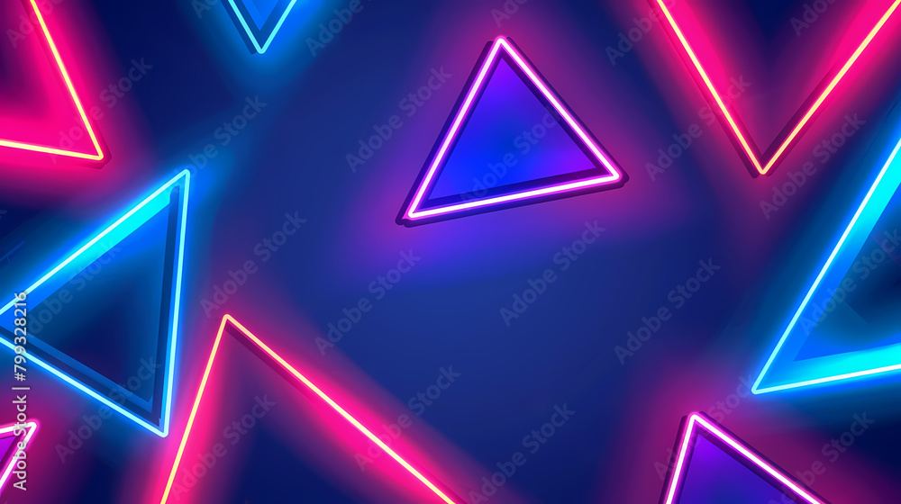 Fototapeta premium Vivid Neon Triangle Patterns Against a Dark Background