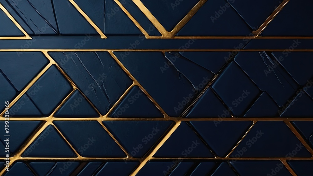 Elegant Dark Blue Abstract Template on Black Background with Golden ...
