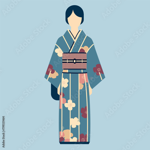 Kimono japones vector 2d colores planos 