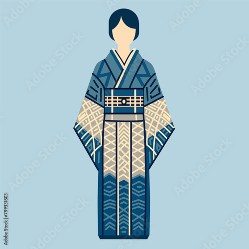 Kimono japones vector 2d colores planos 