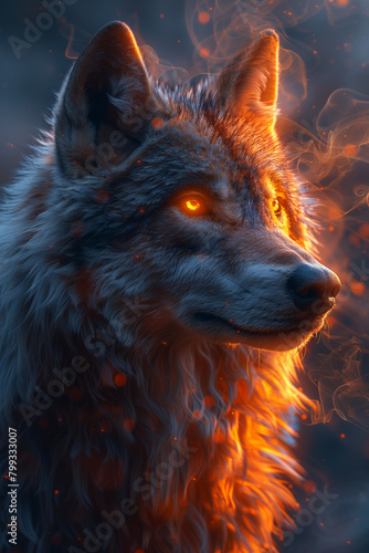 galaxies, spirals, space, nebulae, stars, smoke, iridescent, intricate detail, in the shape of a wolf © ch3r3d4r4f43l