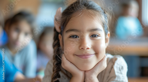 Wallpaper Mural Happy Hispanic girl learning during class at elementary school and looking at camera. Torontodigital.ca
