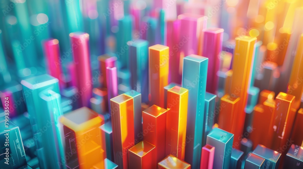 3D render of a city made of colorful blocks 3D render of a city made of colorful blocks