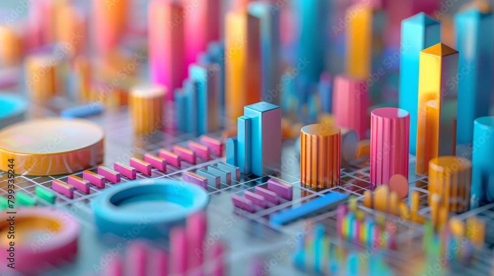 3d render of a colorful city made of geometric shapes. 3d render of a colorful city made of geometric shapes.