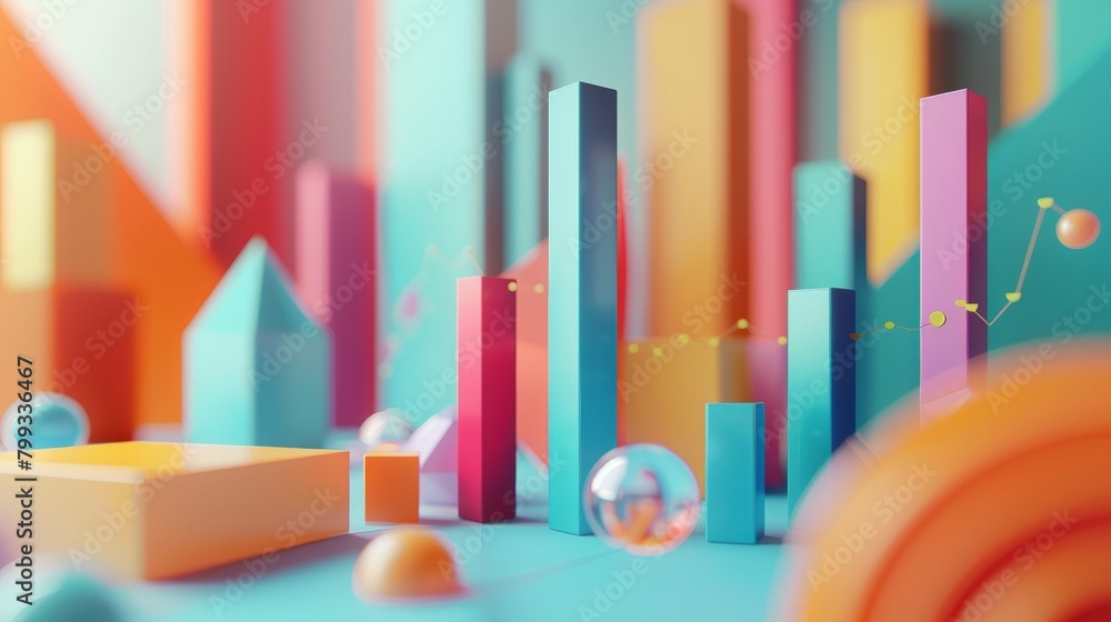 A 3D render of a colorful city made of geometric shapes. A 3D render of a colorful city made of geometric shapes.