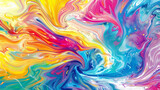 Vivid Swirls of Color in Fluid Art Painting