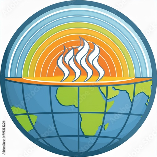 Geothermal Energy Icon: A stylized Earth with heat waves rising from its core.