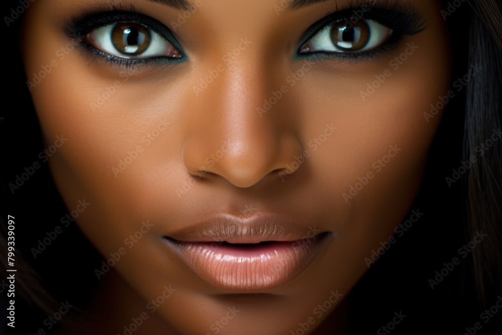 Close-up portrait of a woman with striking eyes