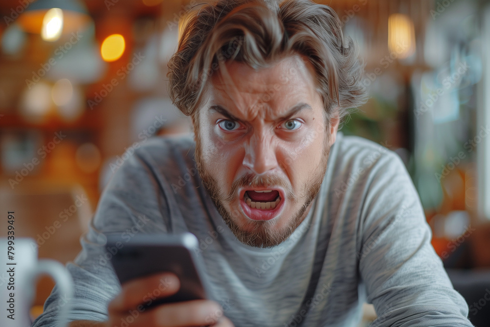 Surprised Man Looking at Cell Phone Surprised Man Looking at Cell Phone