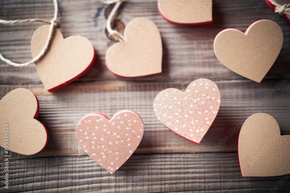 Rustic Wooden Hearts on a Textured Background Rustic Wooden Hearts on a Textured Background