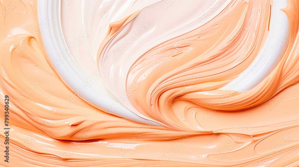 Swirling peach and white cream texture Swirling peach and white cream texture