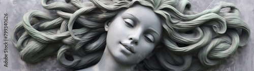 Elegant Sculpture of a Woman with Flowing Hair