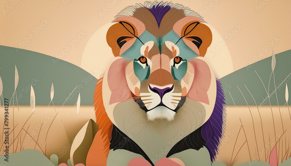 Naklejka premium lion, art, design, designer, Vector, artdesign, Generative AI