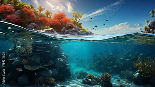 Fototapeta Naklejka Na Ścianę i Meble -  Coral reef in sea. Under water picture from ocean
