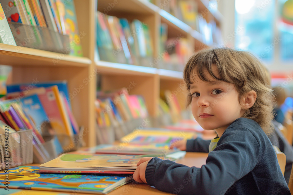 Children in kindergarten at a reading lesson. Pre-school education Children in kindergarten at a reading lesson. Pre-school education