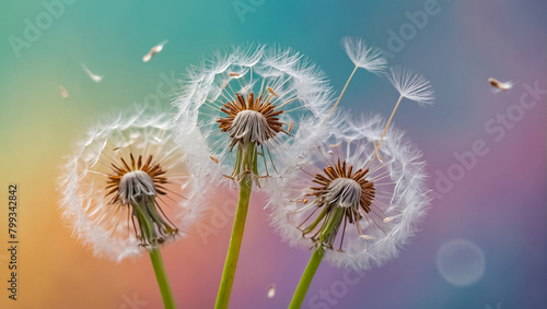 Stunning fluffy dandelion macro
