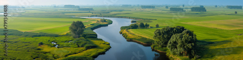 Beautiful natural landscapes of the river. A bird's-eye view of the drone