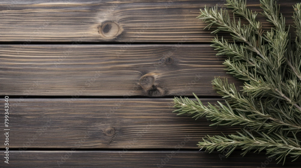 Fresh pine branches on rustic wooden background Fresh pine branches on rustic wooden background