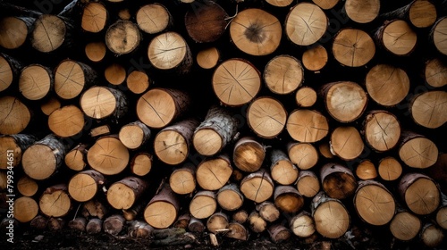 Stacked Logs in Natural Woodpile Texture