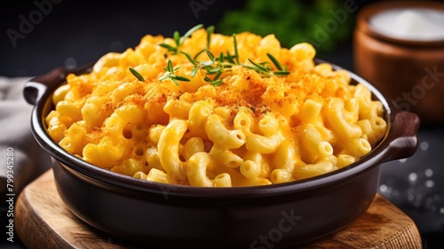 Delicious creamy macaroni and cheese in a pot
