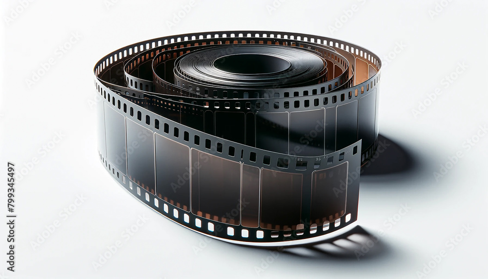 photographic filmstrip reel isolated on white background. 