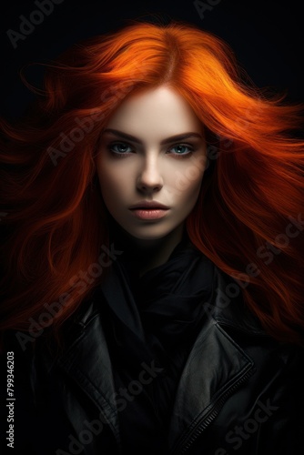 Striking Portrait of a Woman with Vibrant Red Hair