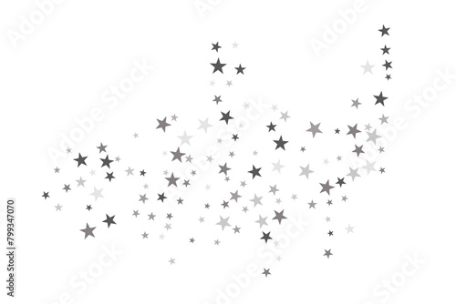 Abstract decorative pattern. Beautiful realistic banner with silver star of confetti on white background. Greeting card template. White background. Realistic vector illustration.