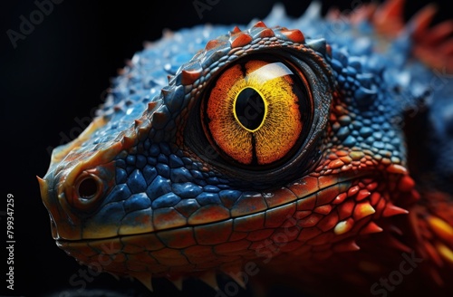 Close-up of a Colorful Reptile Eye