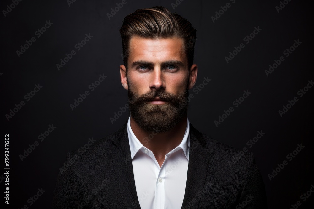 Confident businessman with a beard posing in a studio Confident businessman with a beard posing in a studio