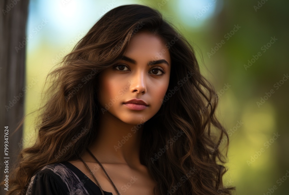 Portrait of a Young Woman with Flowing Hair in Natural Light Portrait of a Young Woman with Flowing Hair in Natural Light