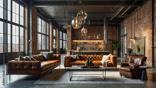 tasteful and sophisticated soft urban loft living room photo
