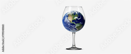 illustrazione di pianeta terra contenuto in un bicchiere di cristallo photo