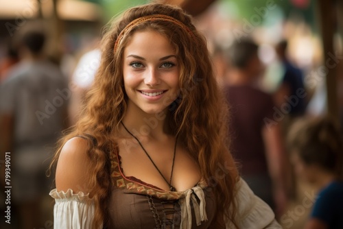 Smiling woman at a historical festival