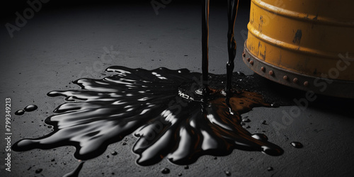 illustrazione di chiazza di petrolio che spilla da un barile photo