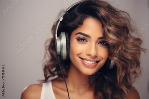 Young woman enjoying music with headphones