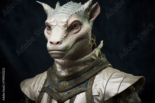 Portrait of a person in an elaborate dragon costume