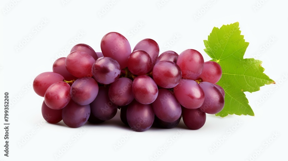 A bunch of red grapes isolated on a white background. Clipping path