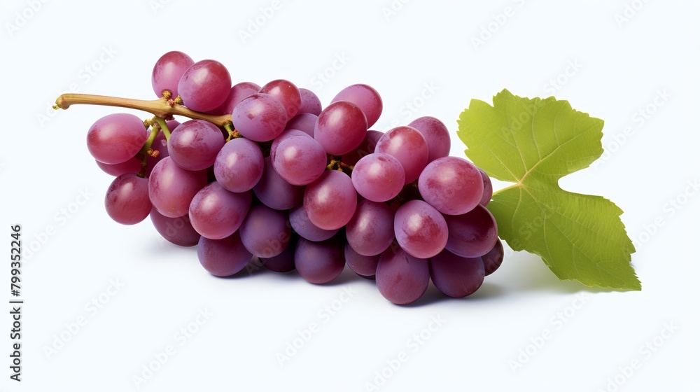 Fototapeta premium A bunch of red grapes isolated on a white background. Clipping path
