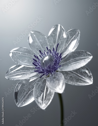 glass clear flower with a purple center photo